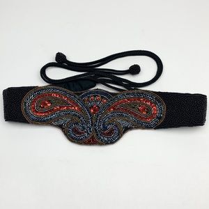 Vintage Christian Dior Ceintures Black Beaded Belt